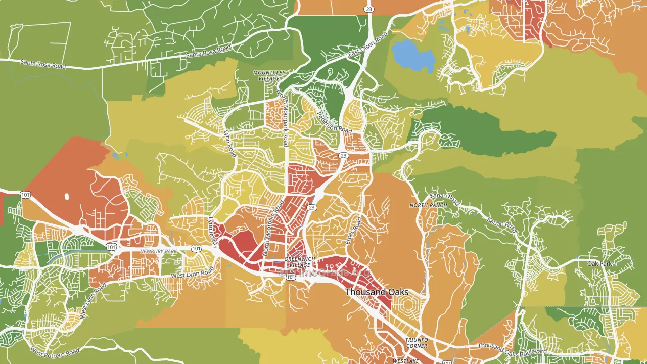 Thousand Oaks, CA Map of Drug-Related Crime Rates