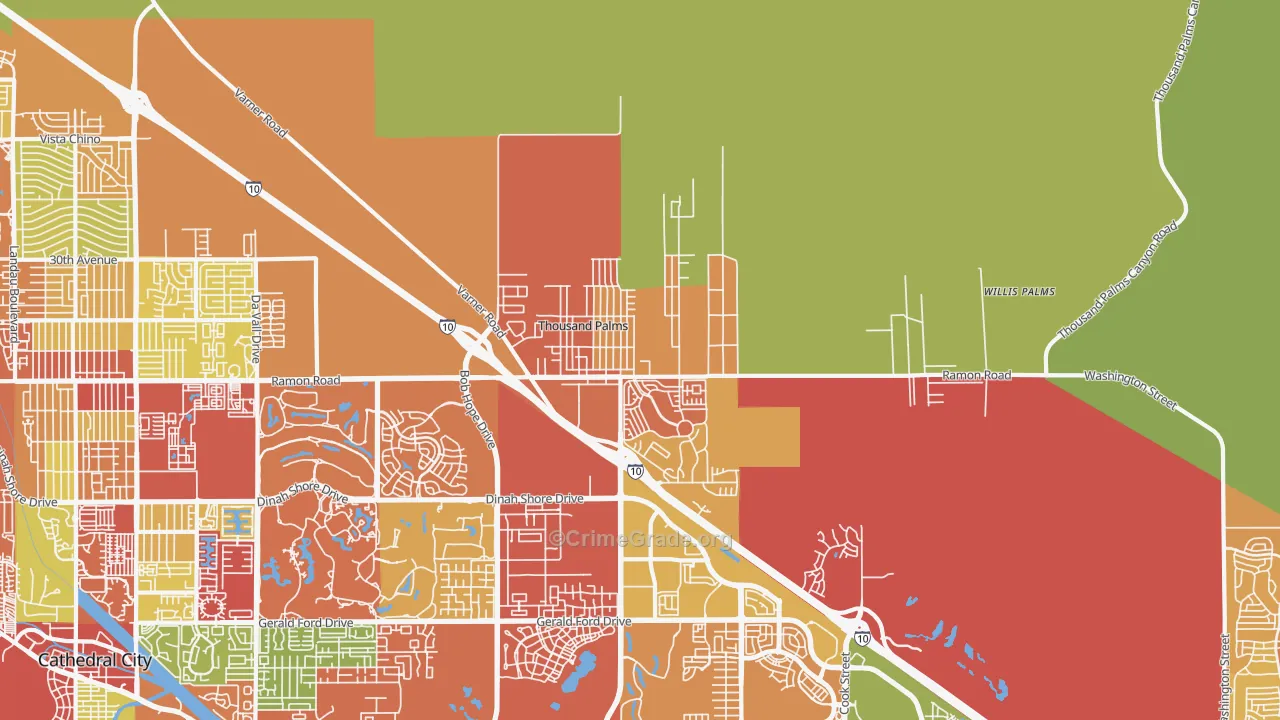 Thousand Palms, CA Map of Drug-Related Crime Rates