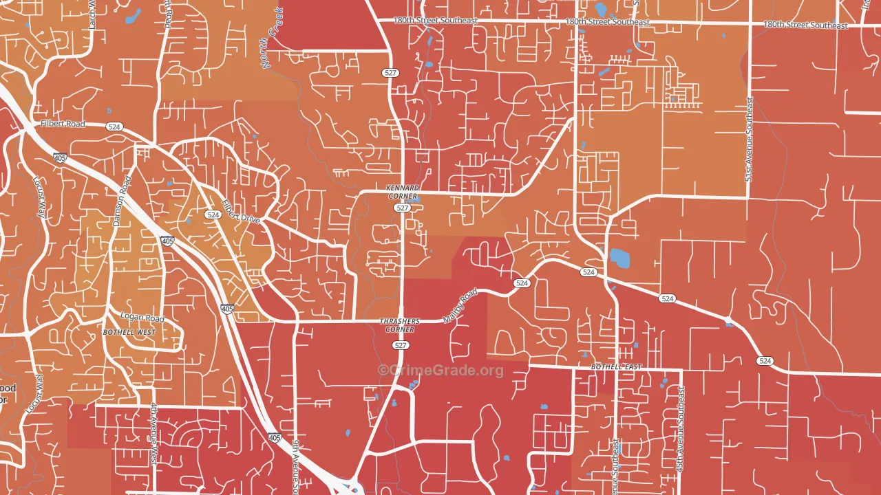 Thrasher's Corner-Red Hawk, Bothell, WA Map of Drug-Related Crime Rates