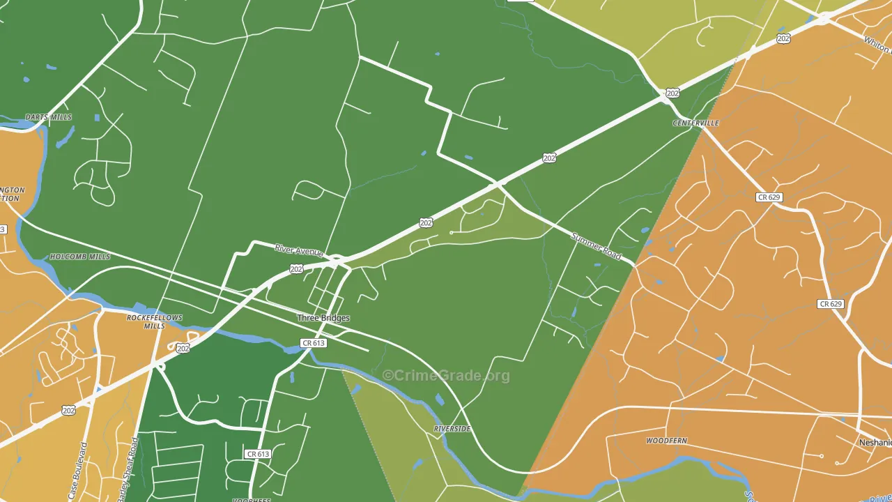 Three Bridges, NJ Map of Drug-Related Crime Rates