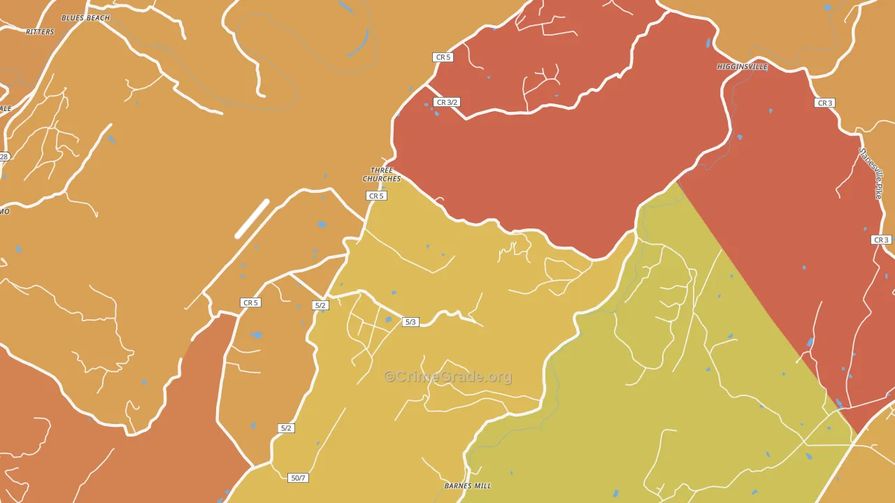 Three Churches, WV Map of Drug-Related Crime Rates