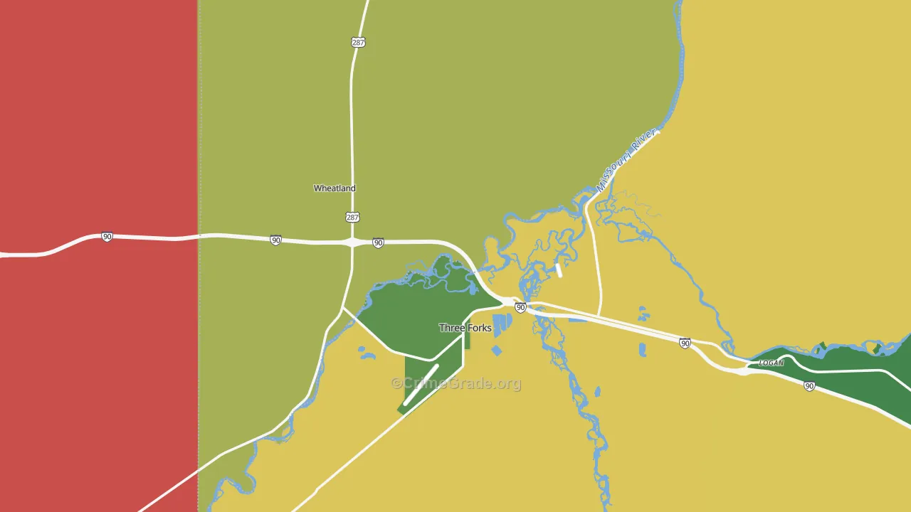 Three Forks, MT Map of Drug-Related Crime Rates