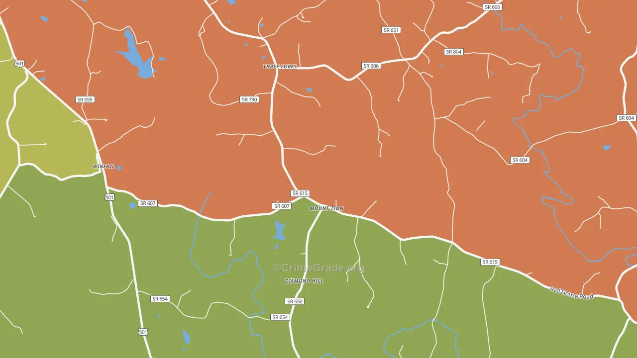 Three Forks, VA Map of Drug-Related Crime Rates
