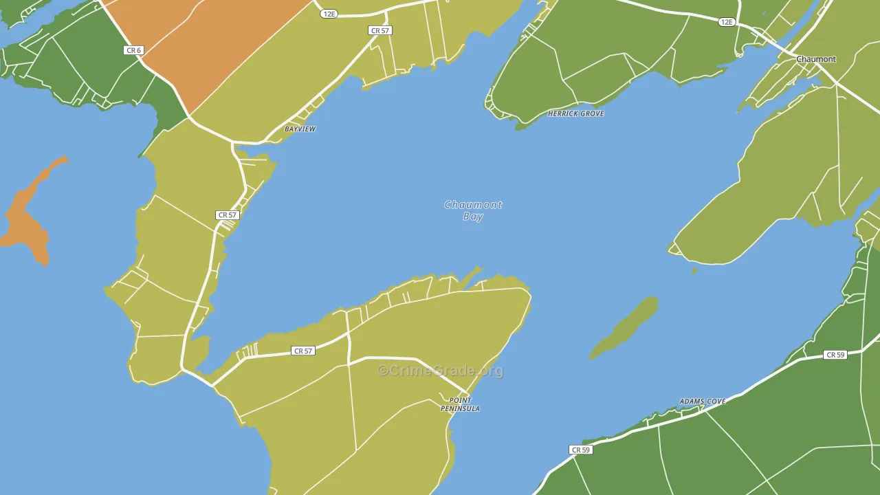 Three Mile Bay, NY Map of Drug-Related Crime Rates