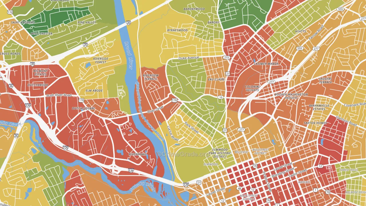 Three Points, Columbia, SC Map of Drug-Related Crime Rates