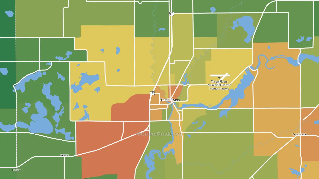 Three Rivers, MI Map of Drug-Related Crime Rates