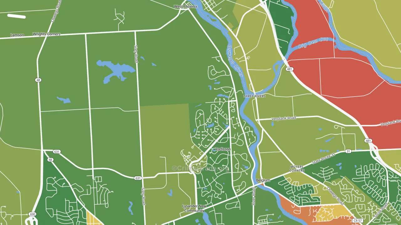 Three Rivers, NY Map of Drug-Related Crime Rates