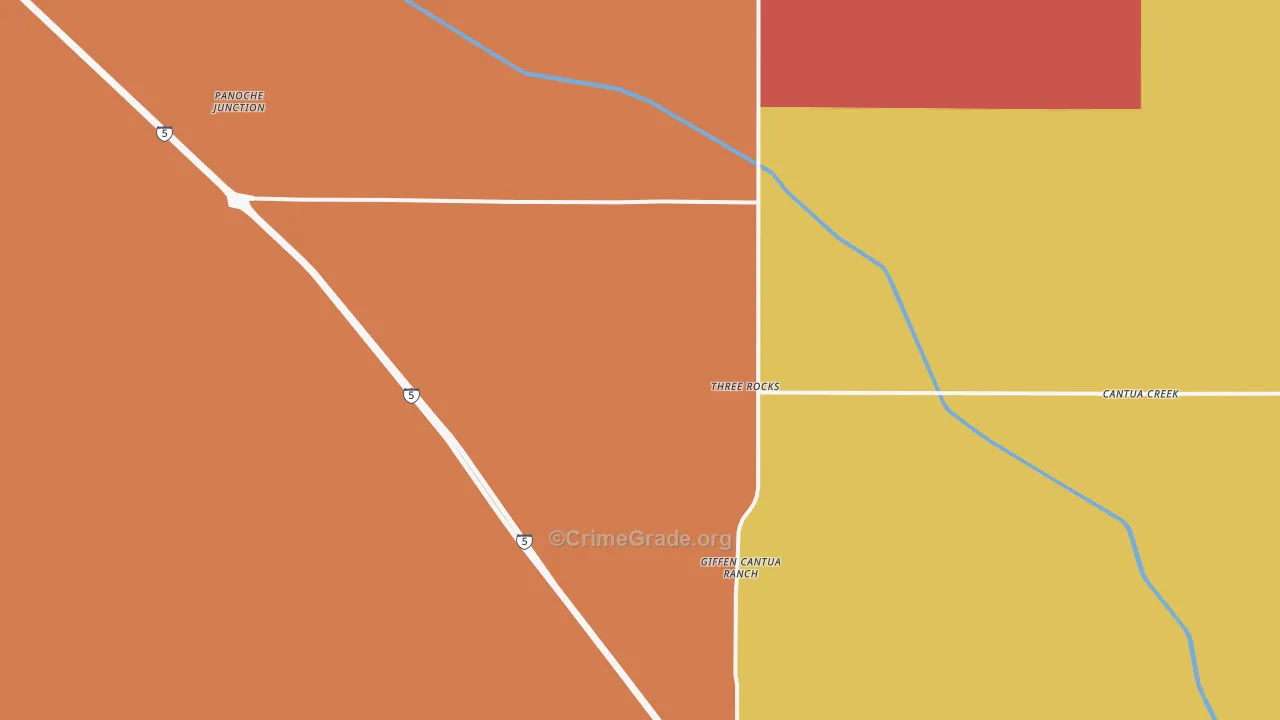 Three Rocks, CA Map of Drug-Related Crime Rates