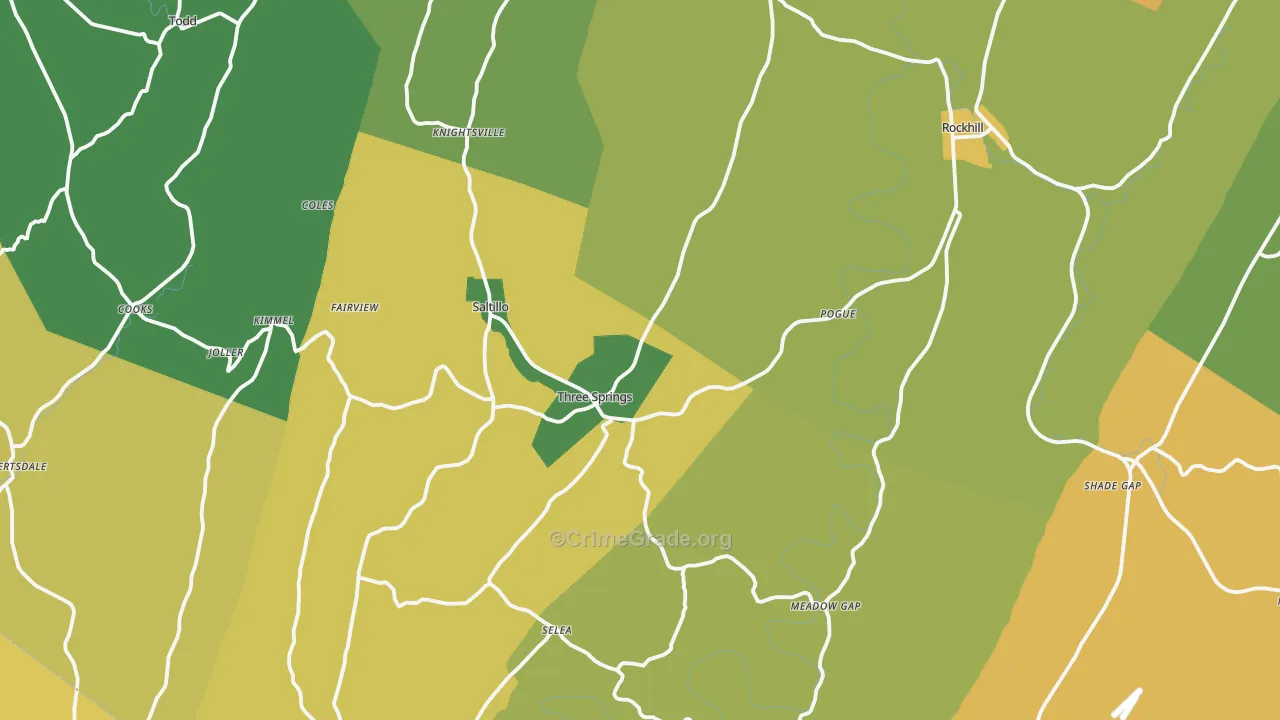 Three Springs, PA Map of Drug-Related Crime Rates