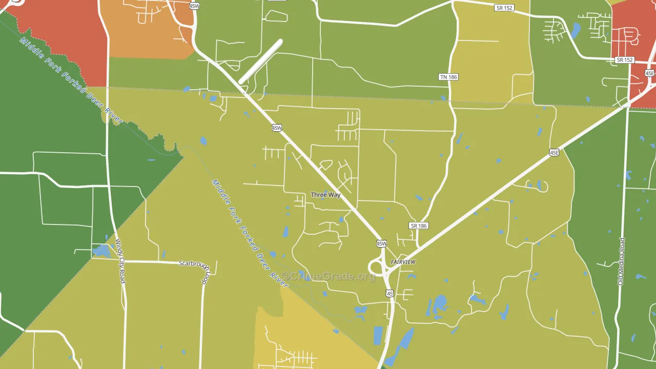 Three Way, TN Map of Drug-Related Crime Rates