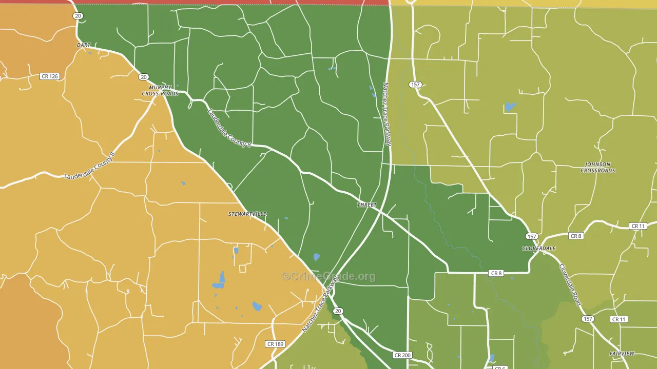 Threet, AL Map of Drug-Related Crime Rates