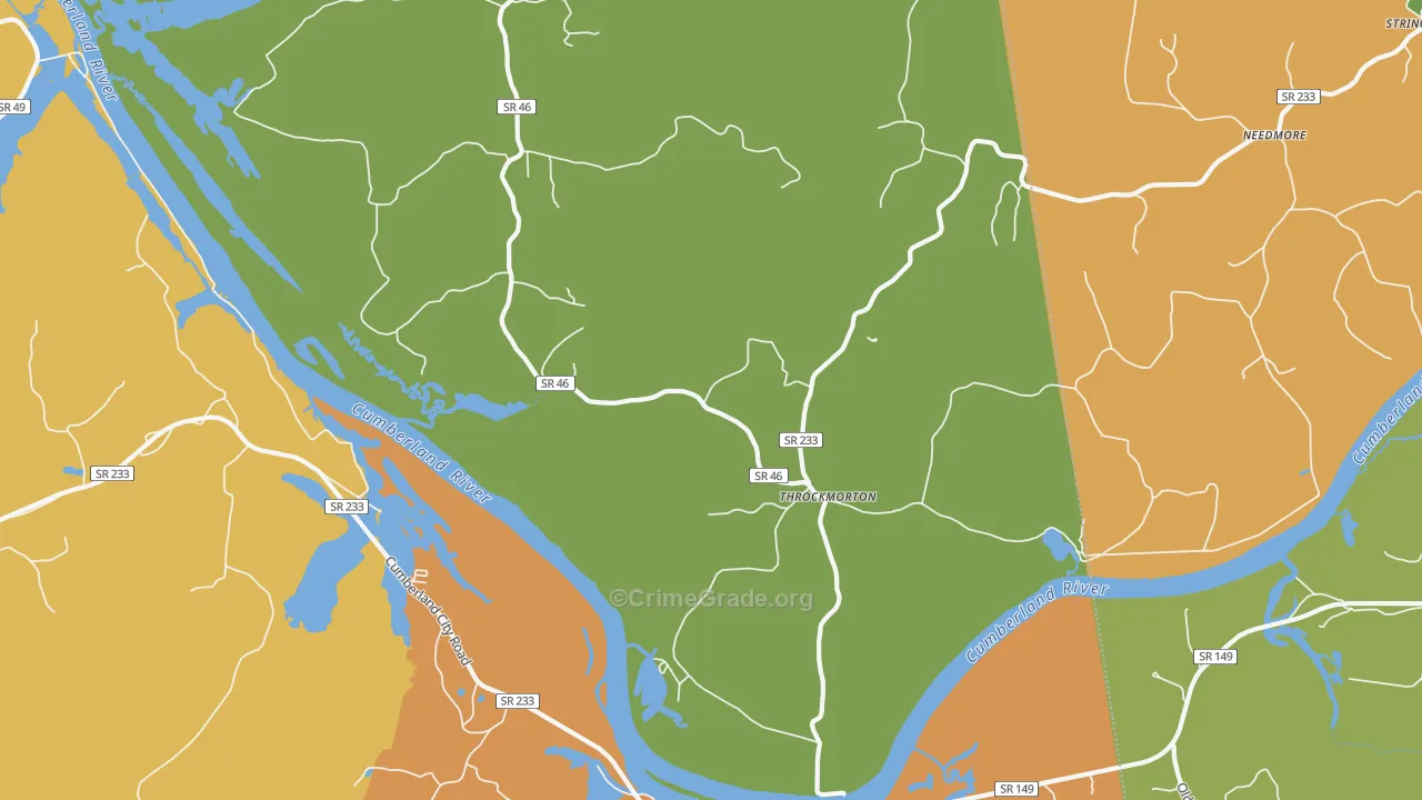 Throckmorton, TN Map of Drug-Related Crime Rates