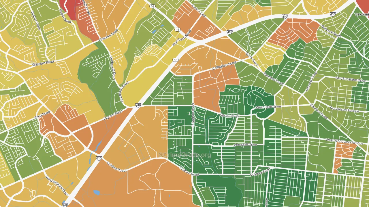 Thunderbird Hills, San Antonio, TX Map of Drug-Related Crime Rates