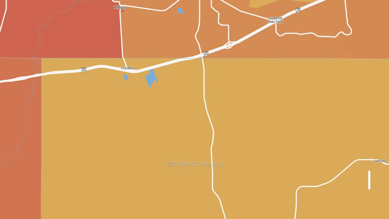 Thurber, TX Map of Drug-Related Crime Rates
