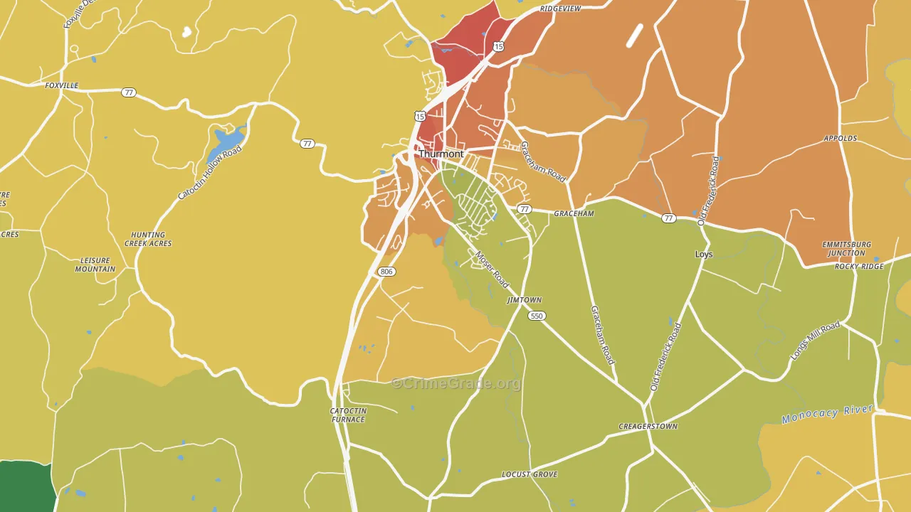Thurmont, MD Map of Drug-Related Crime Rates