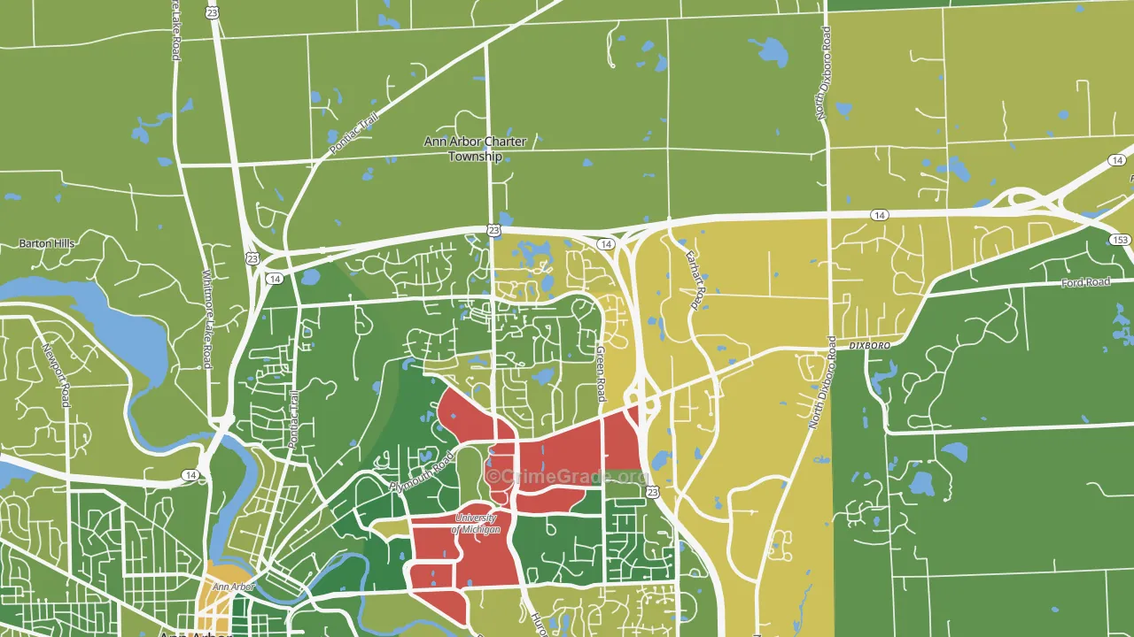 Thurston, Ann Arbor, MI Map of Drug-Related Crime Rates