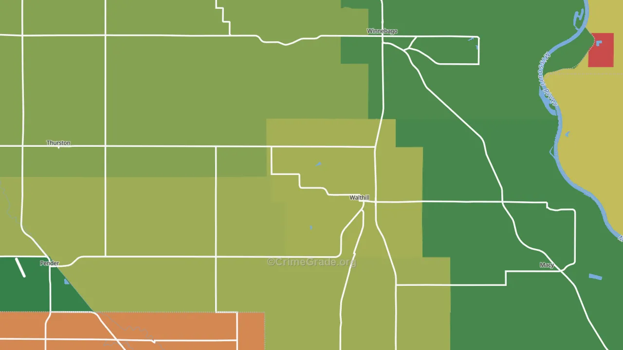 Thurston County, NE Map of Drug-Related Crime Rates
