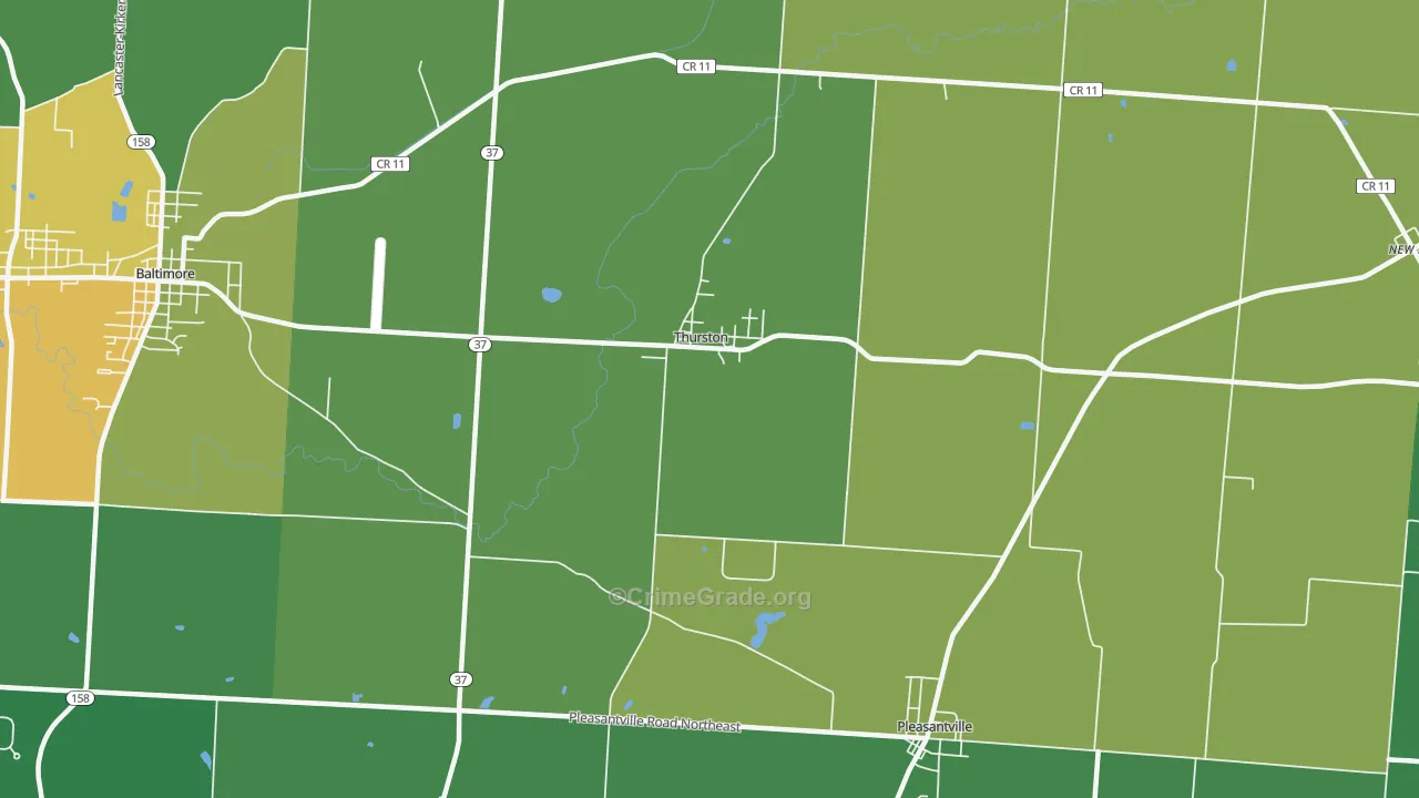 Thurston, OH Map of Drug-Related Crime Rates