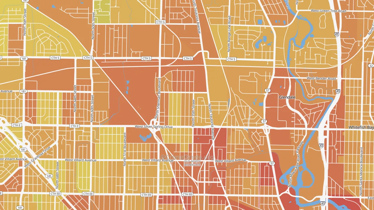Thurston Woods, Milwaukee, WI Map of Drug-Related Crime Rates