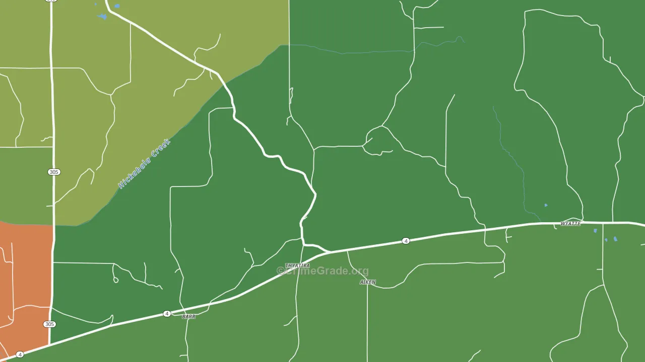 Thyatira, MS Map of Drug-Related Crime Rates