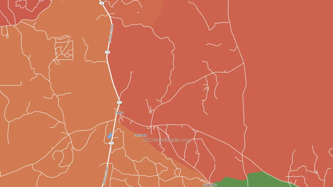 Tibbie, AL Map of Drug-Related Crime Rates