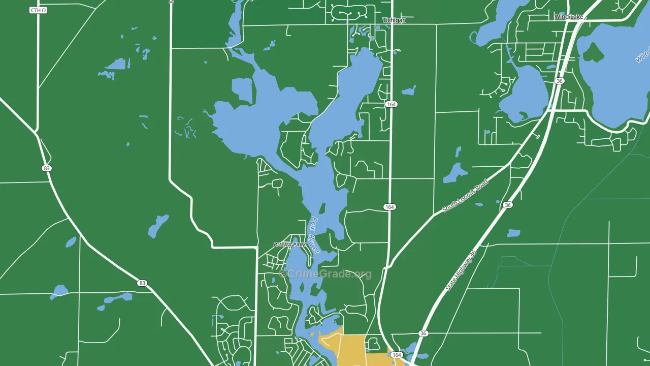 Tichigan, WI Map of Drug-Related Crime Rates