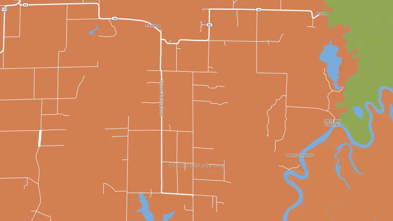 Tichnor, AR Map of Drug-Related Crime Rates