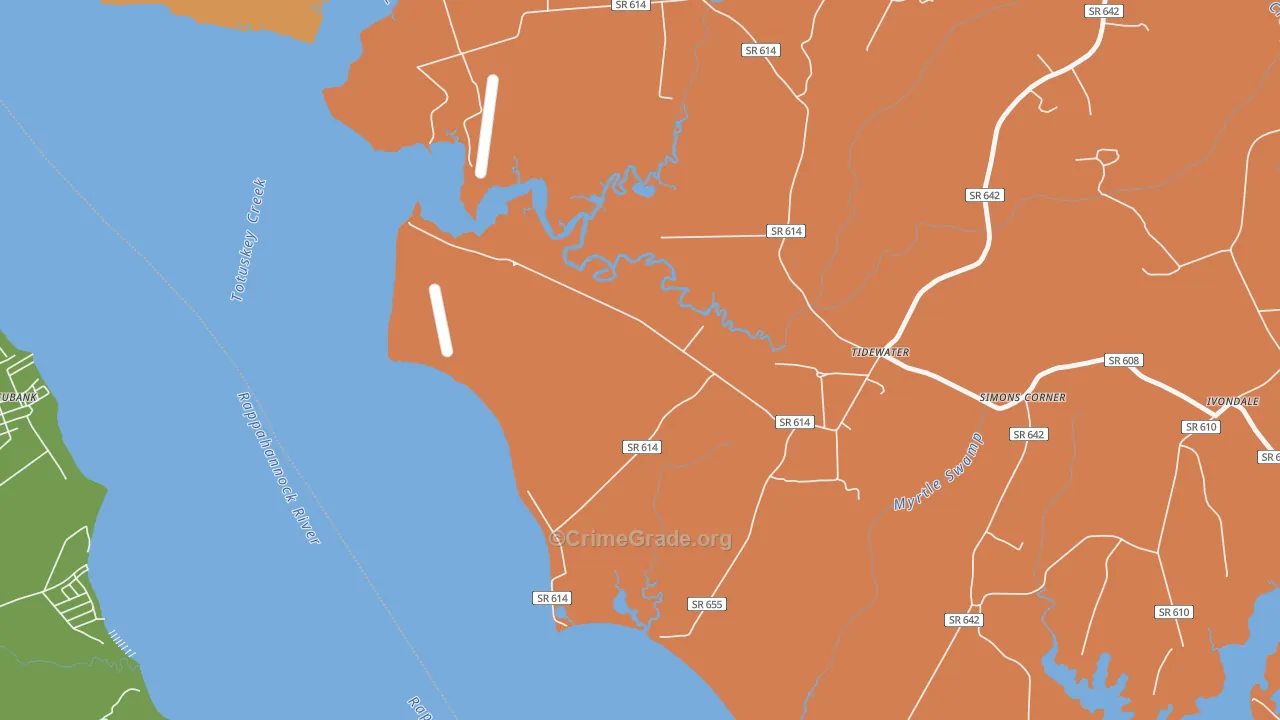 Tidewater, VA Map of Drug-Related Crime Rates