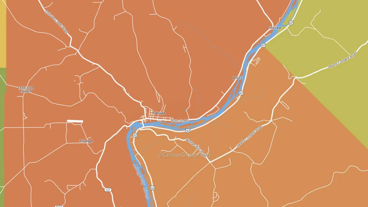 Tidioute, PA Map of Drug-Related Crime Rates