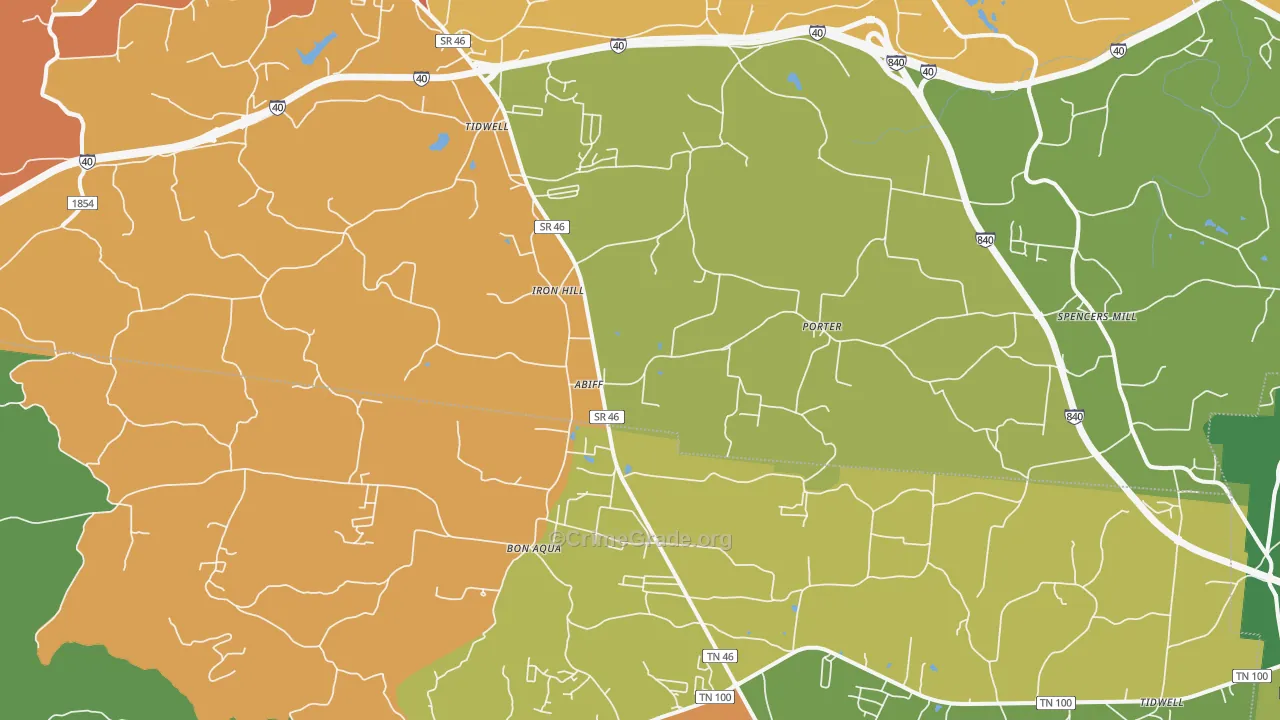 Tidwell, TN Map of Drug-Related Crime Rates