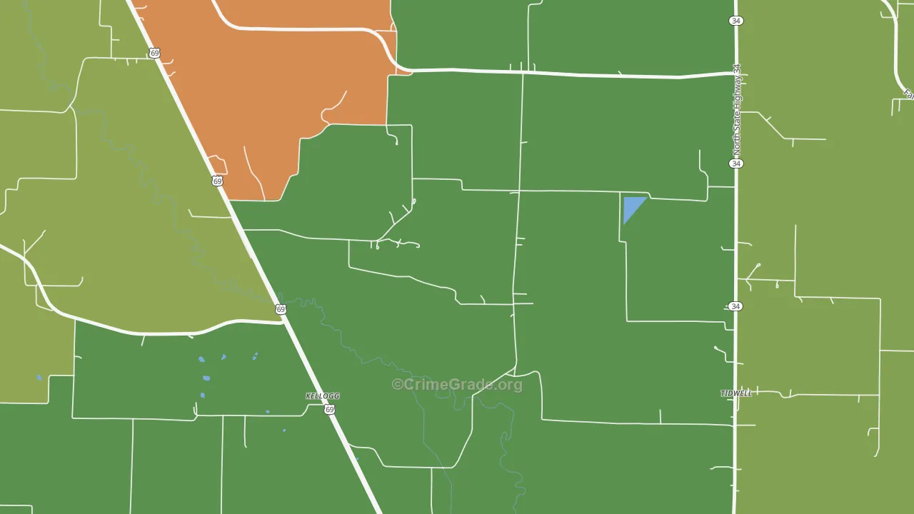Tidwell, TX Map of Drug-Related Crime Rates