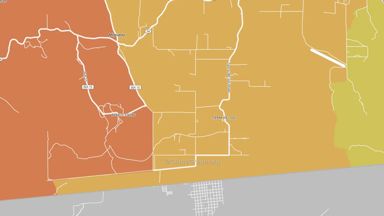 Tierra del Sol, CA Map of Drug-Related Crime Rates
