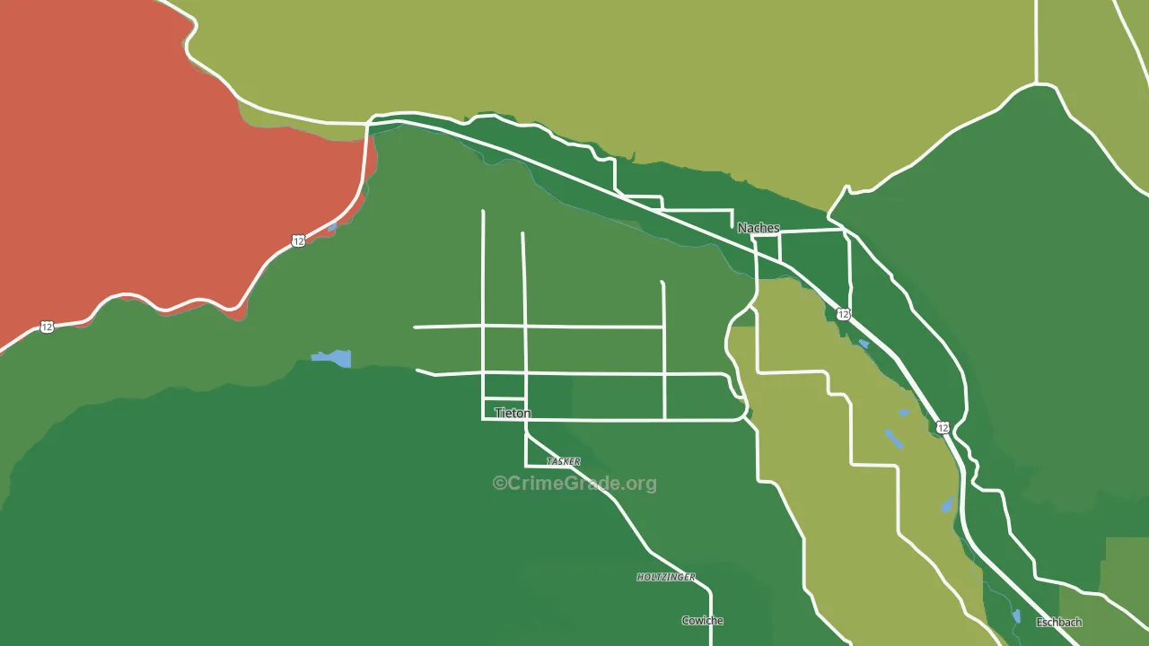 Tieton, WA Map of Drug-Related Crime Rates