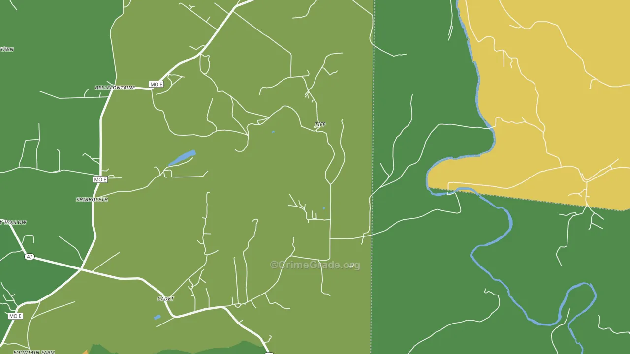 Tiff, MO Map of Drug-Related Crime Rates