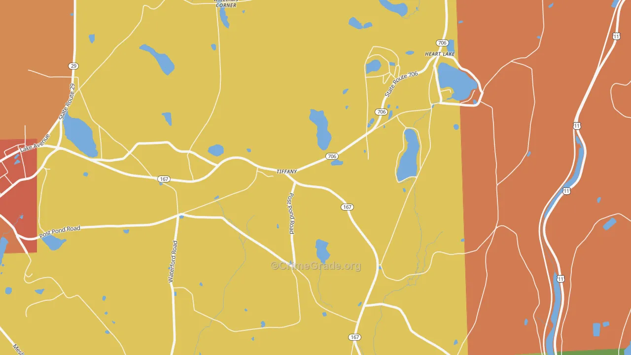 Tiffany, PA Map of Drug-Related Crime Rates