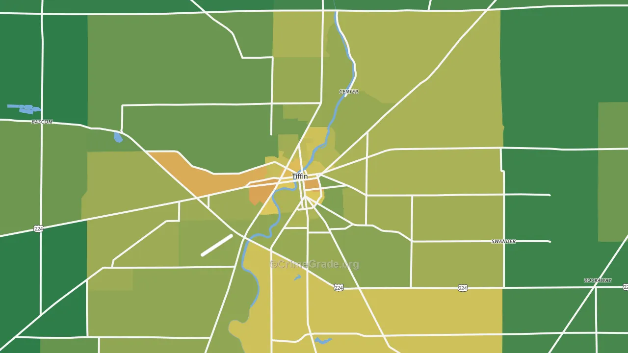 Tiffin, OH Map of Drug-Related Crime Rates