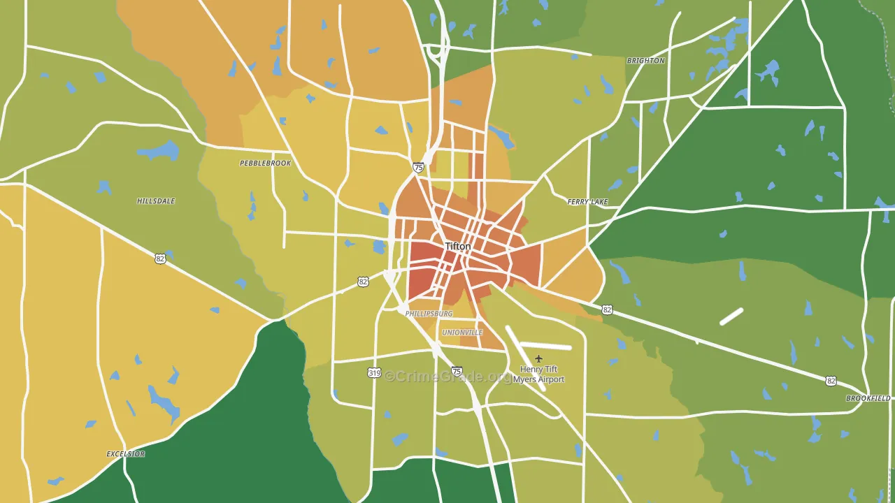 Tift County, GA Map of Drug-Related Crime Rates