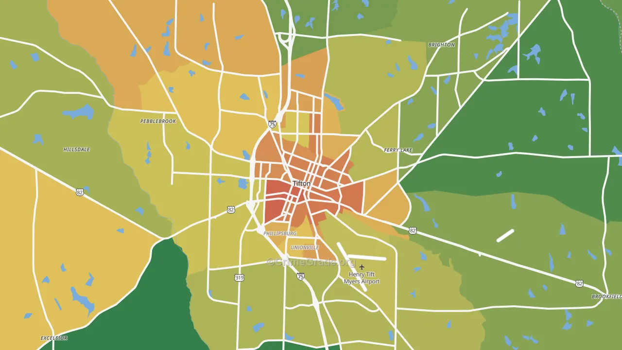 Tifton, GA Map of Drug-Related Crime Rates