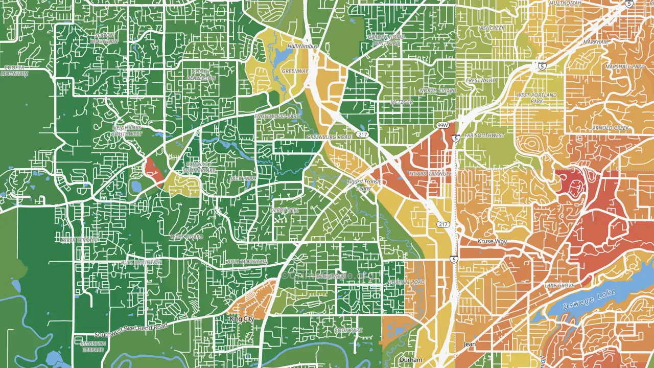 Tigard, OR Map of Drug-Related Crime Rates