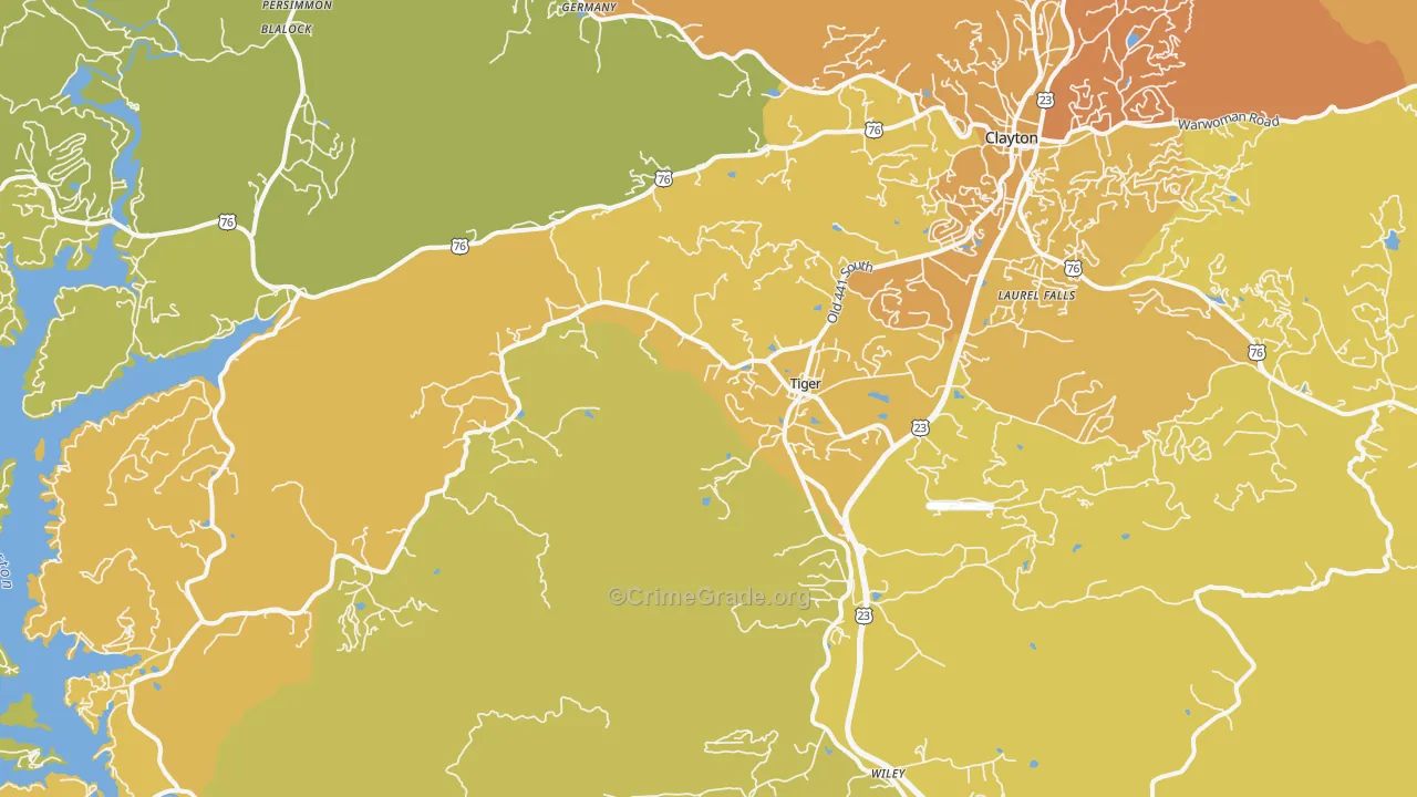 Tiger, GA Map of Drug-Related Crime Rates