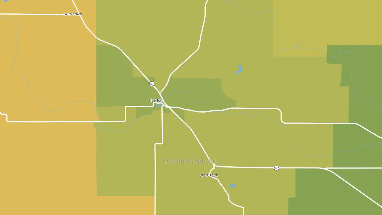 Tigerton, WI Map of Drug-Related Crime Rates