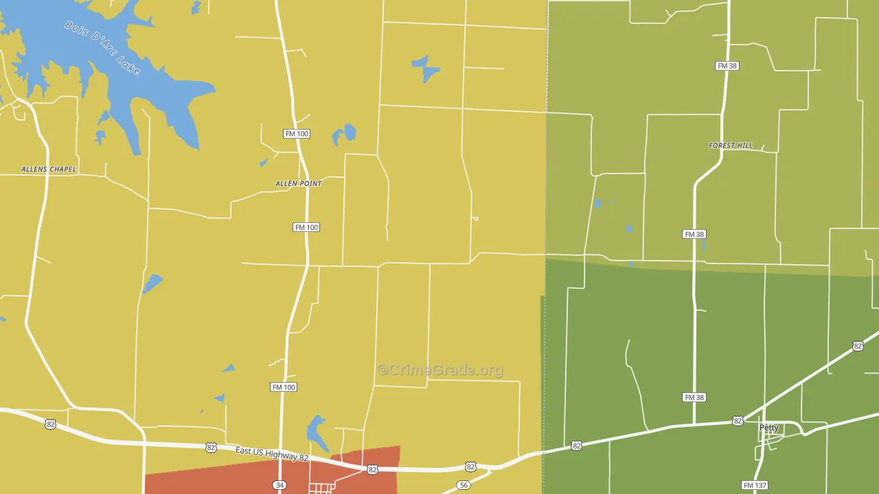 Tigertown, TX Map of Drug-Related Crime Rates