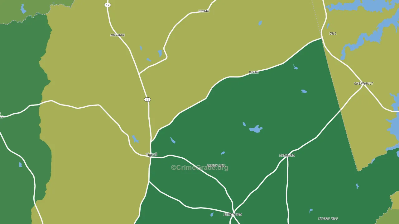 Tignall, GA Map of Drug-Related Crime Rates