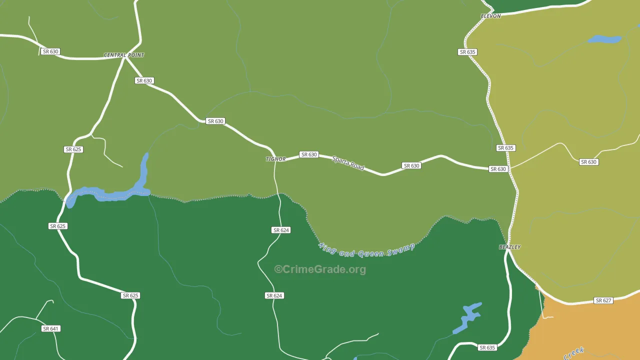 Tignor, VA Map of Drug-Related Crime Rates