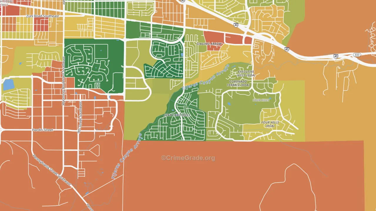 Tijeras Arroyo, Albuquerque, NM Map of Drug-Related Crime Rates