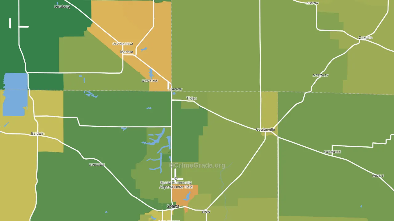 Tilden, IL Map of Drug-Related Crime Rates