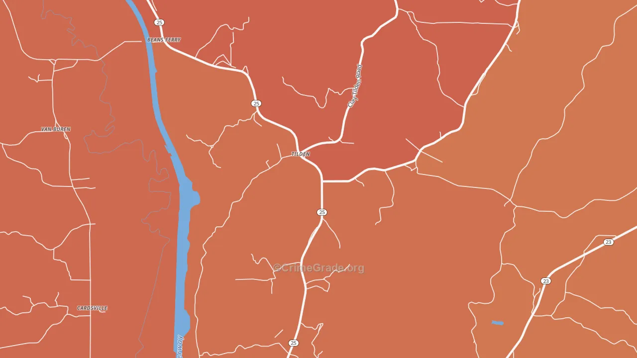 Tilden, MS Map of Drug-Related Crime Rates