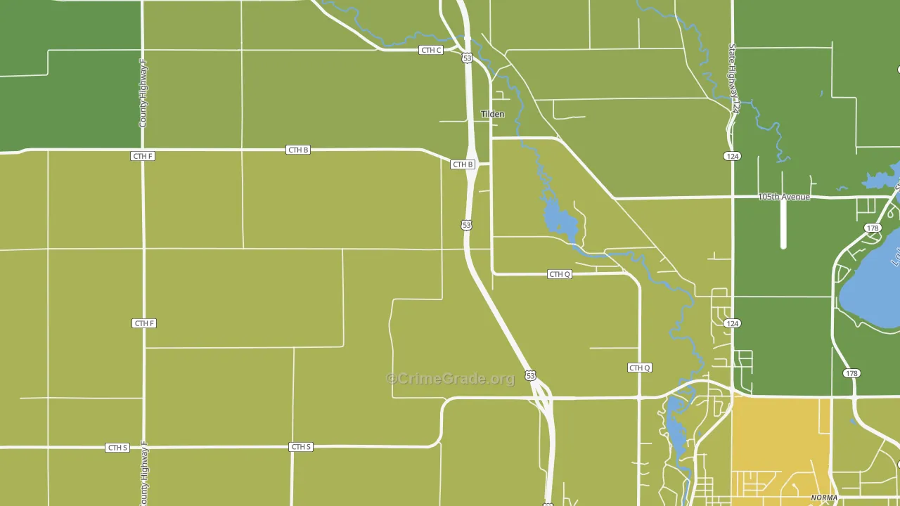 Tilden, WI Map of Drug-Related Crime Rates