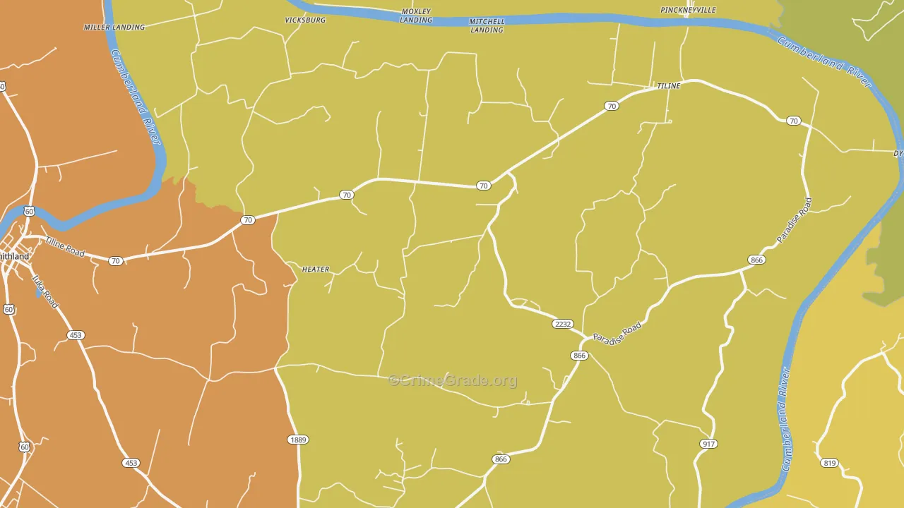 Tiline, KY Map of Drug-Related Crime Rates