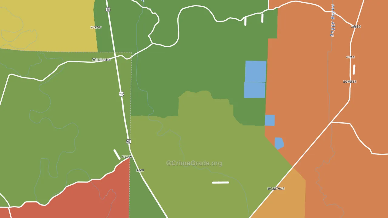 Tillar, AR Map of Drug-Related Crime Rates